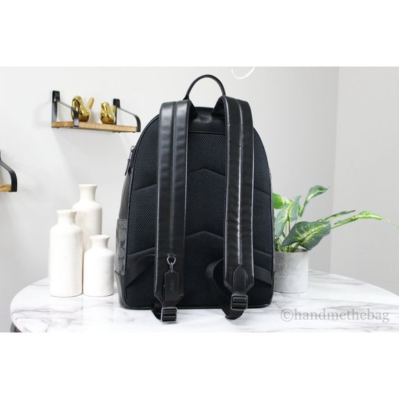 NEW Coach Men's West Large Backpack Charcoal Black Signature Coated Canvas NWT - Picture 3 of 9